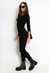 Button Sleeve Ribbed Long Jumper And Leggings Set