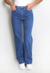 Dark Blue Wide Leg Denim Jeans