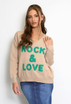 ROCK & LOVE Embossed V Neck Jumper