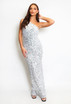 Sequin One Shoulder Side Slit Maxi Dress