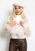 Faux Fur Panel Biker Jacket