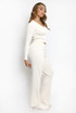 Ribbed Cardigan and Wide Leg Trouser Set