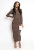 Side Ruched Long Sleeve Midi Dress