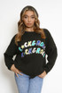 Rock And Roll Slogan Sequin Jumper