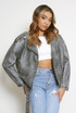 Faux Leather Washed Biker Jacket