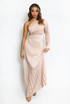 One Shoulder Satin Pleated Maxi Dress