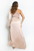 One Shoulder Satin Pleated Maxi Dress