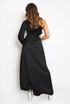 One Shoulder Satin Pleated Maxi Dress