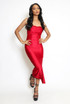 Sequin Ruched Side Slit Bandeau Dress