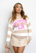 Los Angeles Slogan Striped Jumper