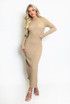 Raw Hem Long Sleeve Maxi Dress