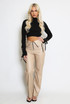 Fold Over PU Wide Leg Trouser