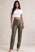 Fold Over PU Wide Leg Trouser