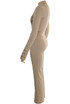 Ribbed High Neck Top And Flare Trouser Set