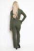 Ribbed High Neck Top And Flare Trouser Set