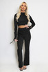Ribbed High Neck Top And Flare Trouser Set