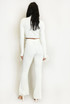 Ribbed High Neck Top And Flare Trouser Set