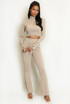 Ribbed High Neck Top And Flare Trouser Set