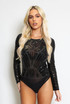 Diamante Round Neck Sheer Bodysuit 