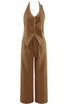 Halter Neck Waist Coat And Wide Leg Trouser Set