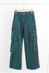 Teal Wash Denim Cargo Jeans