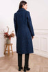 Blue Wool Front Pocketed Long Coat