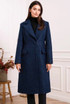 Blue Wool Front Pocketed Long Coat Blue Wool Front Pocketed Long Coat