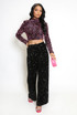 Velvet Sequin Wide Leg Trouser