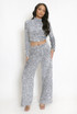 Velvet Sequin Wide Leg Trouser