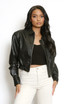 Faux Leather Collared Cropped Jacket