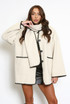 Contrast Edge Jacket And Scarf Set