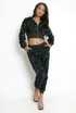 Sequin Cropped Hoodie And Joggers Set