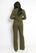 Ribbed Side Cut Out Jumper And Flare Trouser Set