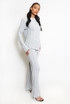 Ribbed Side Cut Out Jumper And Flare Trouser Set