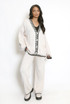 Contrast Edge Cardigan And Wide Leg Trouser Set