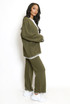 Contrast Edge Cardigan And Wide Leg Trouser Set