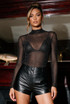 Diamante High Neck Sheer Bodysuit 