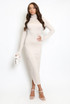 Ruched High Neck Long Sleeve Maxi Dress
