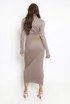 Ruched High Neck Long Sleeve Maxi Dress