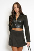 Black PU Zip Up Blazer