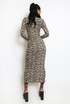 Animal Print Square Neck Midi Dress