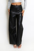 PU Pocket Front Wide Leg Trouser