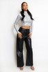 PU Pocket Front Wide Leg Trouser