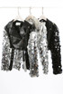 Sequin Sleeve Cropped Biker Jacket