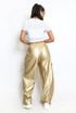 Wide Leg Metallic Cargo Trouser