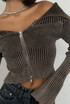 Bardot Ribbed Zip Up Cardigan