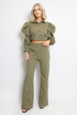 Waffle Cropped Top And Flare Trouser Set 