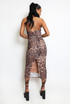 Leopard Print Mesh Strappy Midi Dress