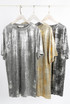 Metallic Round Neck T-Shirt Dress