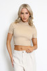 Fine Knit Ribbed High Neck Crop Top